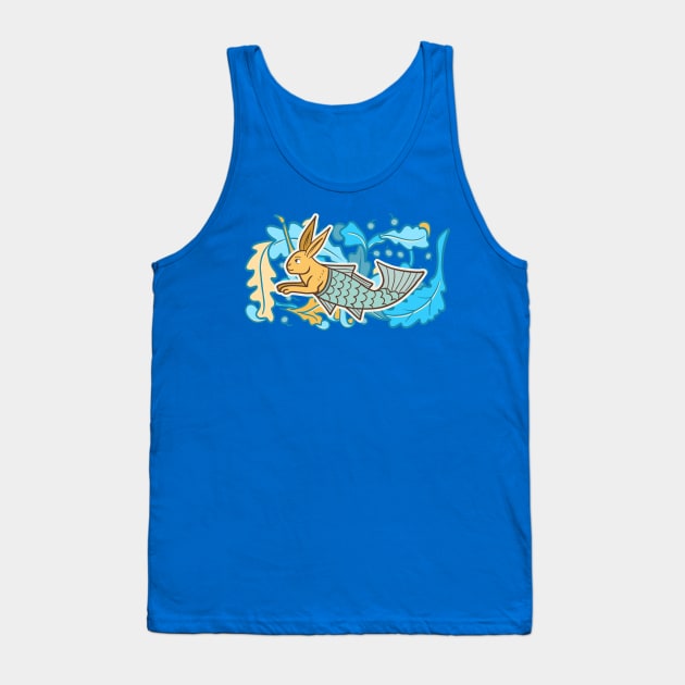 Cute Medieval Fish Rabbit Colorful Drawing Tank Top by MariOyama